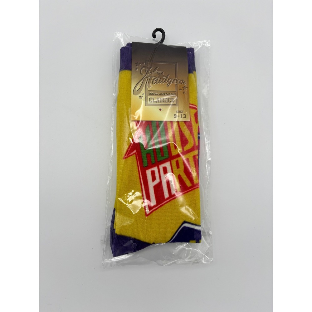 Headgear Classics House Party Kid N Play Socks Yellow Purple Mens Size 9-13 New